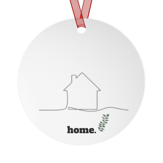 Home. Metal Ornament — Minimal House Silhouette Holiday Keepsake