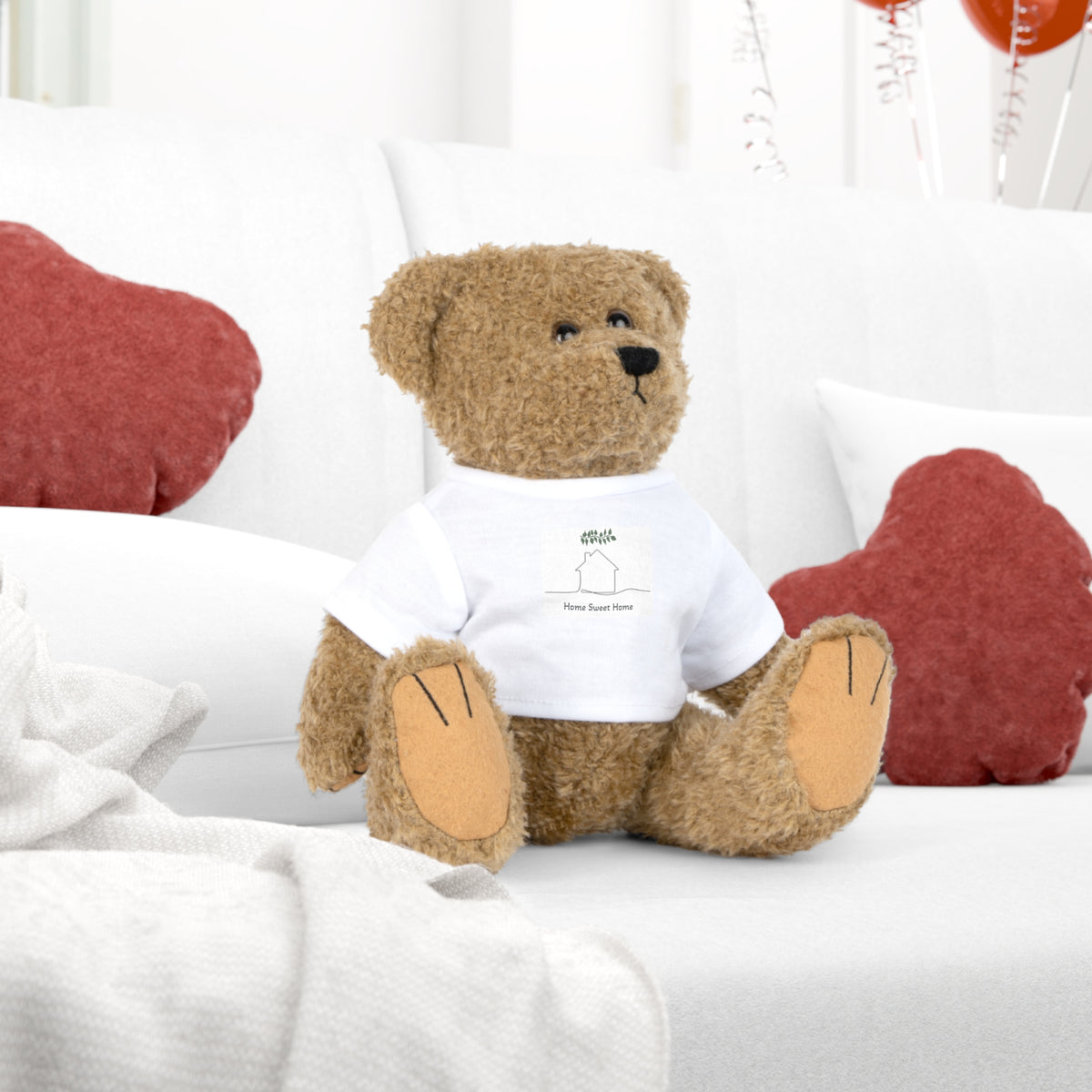 Home Sweet Home Teddy Bear Plush with White T-Shirt